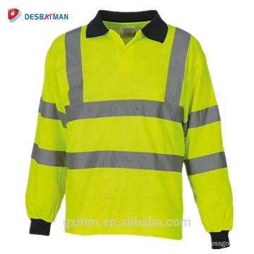 Marine-Kragen-lange Hülse hallo Vis Viz hohe Sichtbarkeits-Sicherheits-Polo-T-Shirts reflektierende Arbeitskleidung-Gelb-Orange